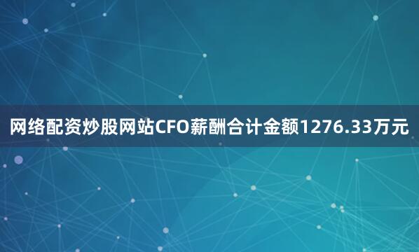 网络配资炒股网站CFO薪酬合计金额1276.33万元